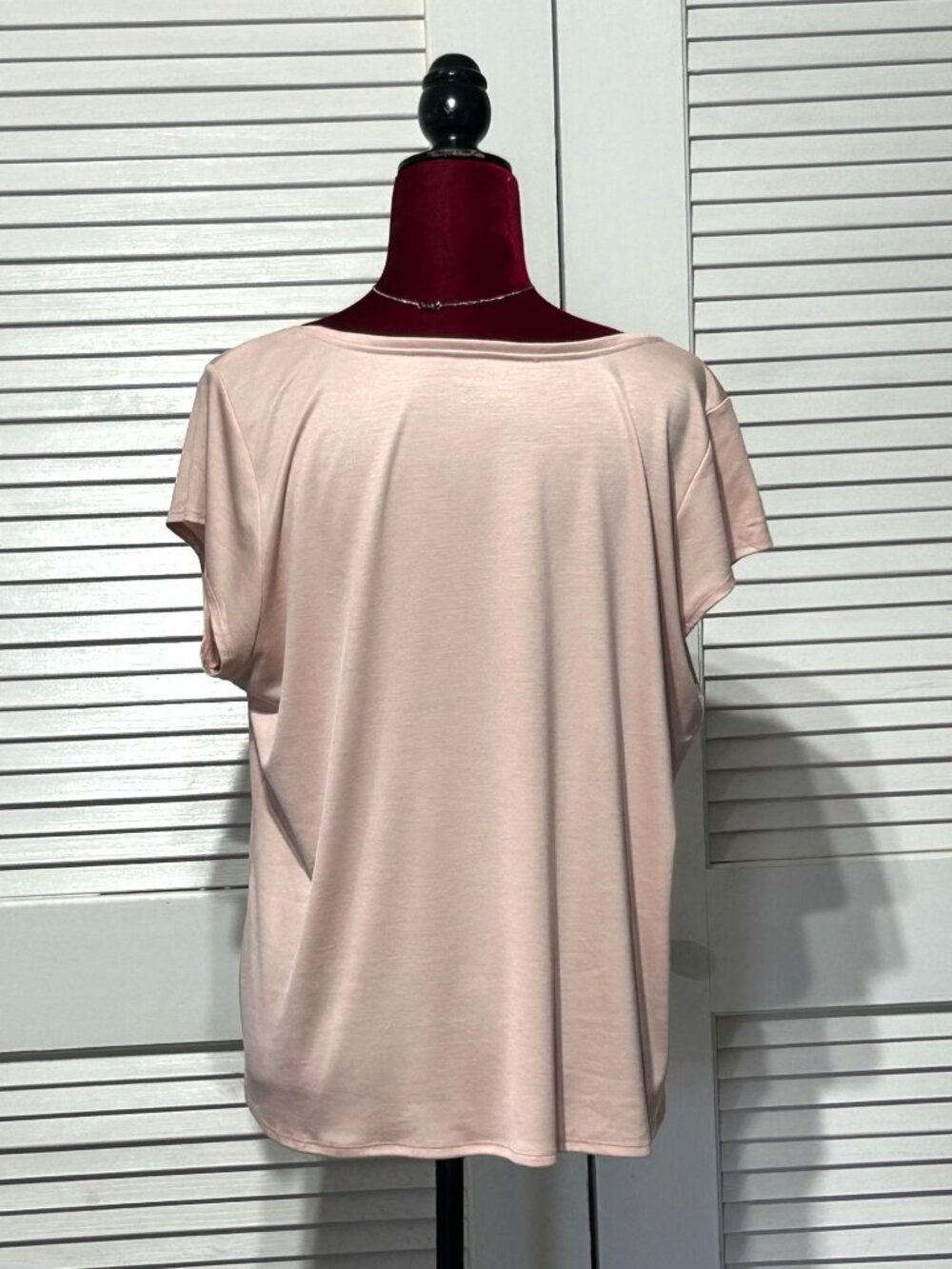Eileen Fisher Women's Blush Pink Short Sleeve Scoop Neck Top Blouse Sz XL 3081 - Picture 6 of 11